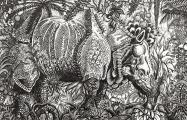 Fabian Lehnert: Albrechts Rhinocerus 1515-2015, 2015, acrylic on paper, 150 x 235 cm

